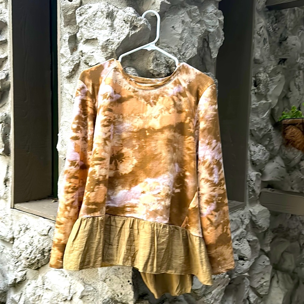 A LOGO Lounge fashion camouflage top, brown, Medium